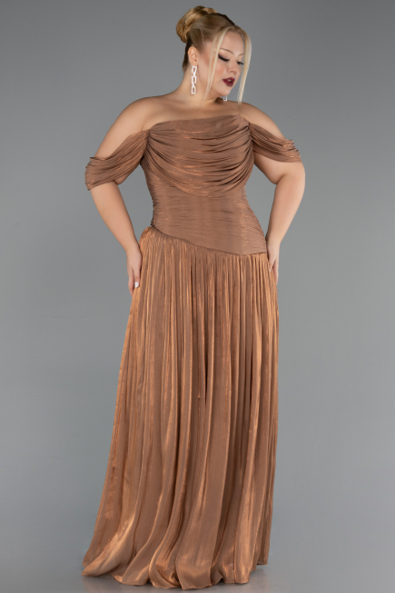 Abendkleid in Übergröße Lang Chiffon Kupfer ABU6603