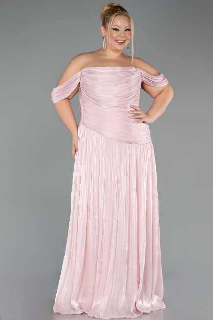 Abendkleid in Übergröße Lang Chiffon Puder ABU6603