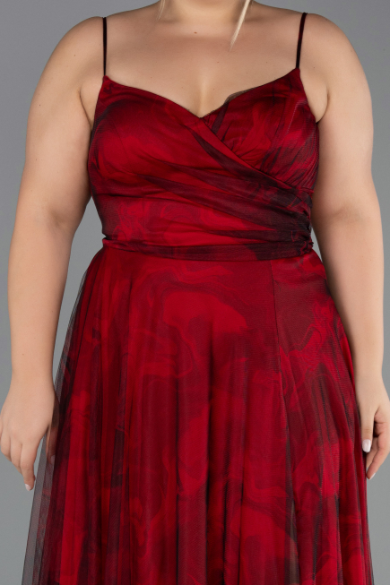 Abschlusskleid In Übergröße Lang Weinrot ABU6558