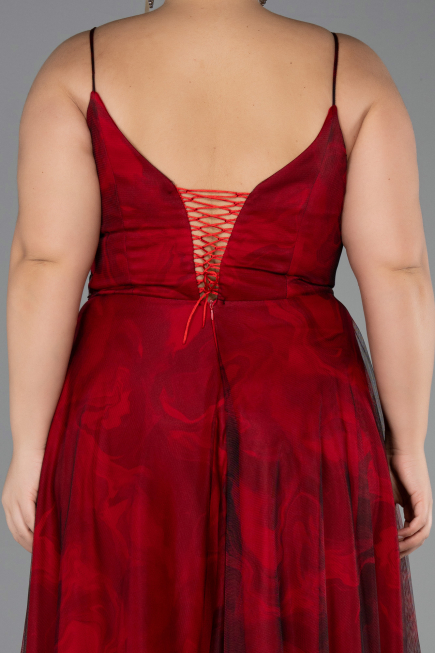 Abschlusskleid In Übergröße Lang Weinrot ABU6558