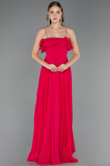 Abschlusskleid Lang Chiffon Fuchsie ABU4866