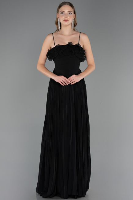 Abschlusskleid Lang Chiffon Schwarz ABU4866