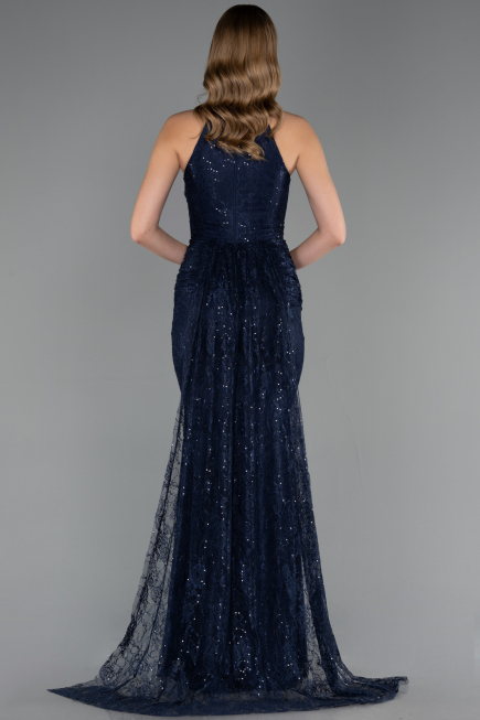 Abendkleid Lang Spitze Marineblau ABU6084