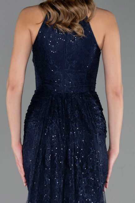 Abendkleid Lang Spitze Marineblau ABU6084