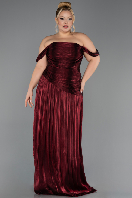 Abendkleid in Übergröße Lang Chiffon Weinrot ABU6685