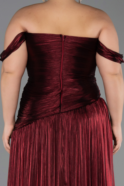 Abendkleid in Übergröße Lang Chiffon Weinrot ABU6685