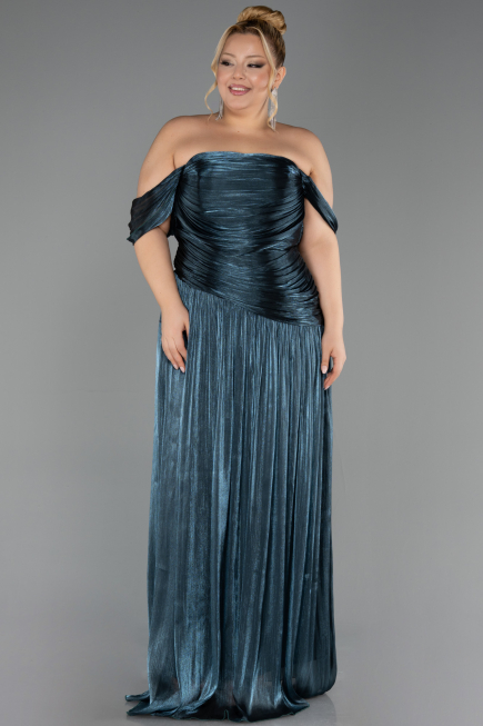 Abendkleid in Übergröße Lang Chiffon Petrolgrün ABU6685