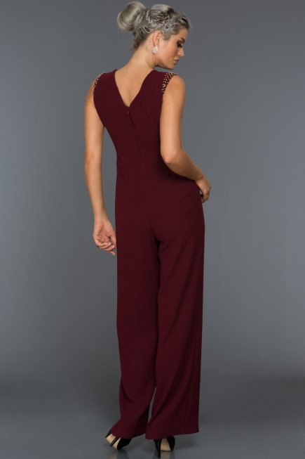 Bordo Şık Abiye Tulum N98544