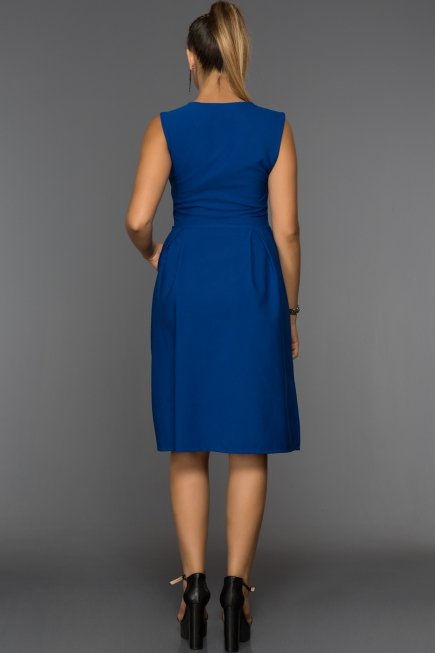 Saks Mavi Dekoltesiz Elbise D9215
