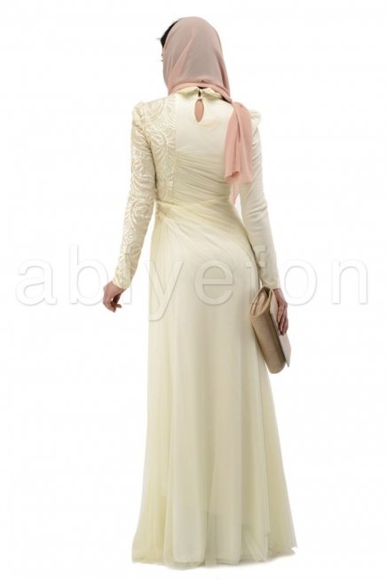 Kemik tesettür abiye elbise S3472